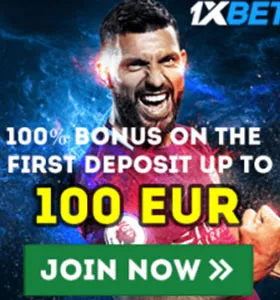 100% Bonus on the first deposit up to 100 Euro in 1xBet